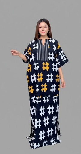 Stylish Black and Yellow Patterned Kaftan
