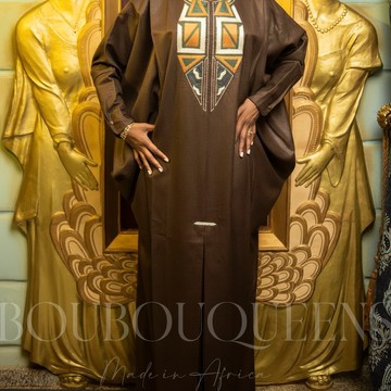 Dark Brown Kolokan Boubou — With Scarf