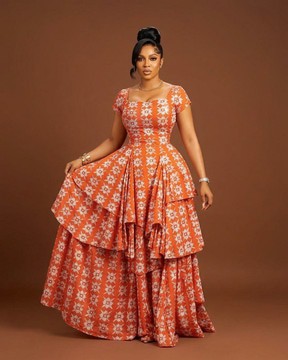 Tiered Ankara printed cap sleeve maxi dress