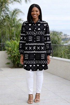 The Mudcloth Kaleido Spirit Shirt Dress – Bold from every angle