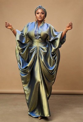 Robe kaftan boubou drapée Mikado