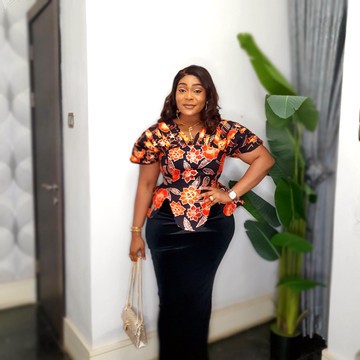 Velvet skirt and embellished ankara blouse set