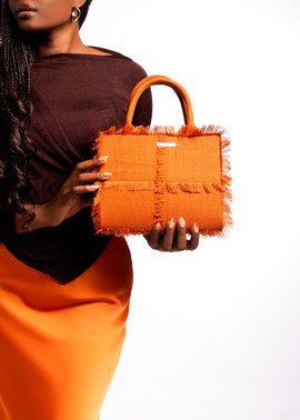 Sac à mains Kanvô à franges marron orangé