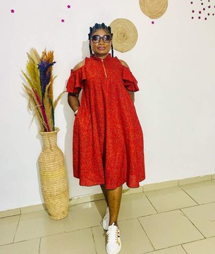 Robe évasée mi-longue africaine Bibitayo