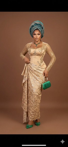 Champagne Corset Lace Gown