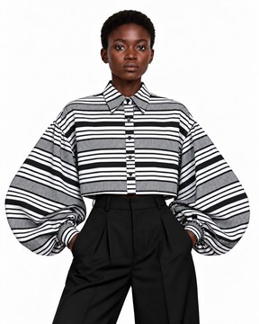 Chemise crop sleeve baĺlon