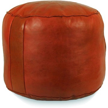 Grand pouf en vrai cuir Naturel Marron