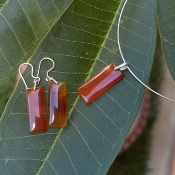 Elongated Rectangle Stone Jewelry Set