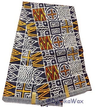 Tissu pagne Ndop Toghu Cameroun en coton léger 2 yards