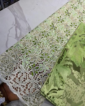 Lace for women, Needle change perforated embroidery with lurex,  (5 yards )