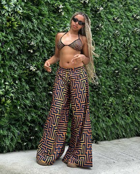 INAYA – Pantalon fluide • Motif Nkyinkyim