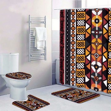 Cultural Unique Bath Mat White and Black Bathroom Rug (LARGER SIZES AVAILABLE)
