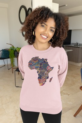 Pink Organic Cotton Africa Map Sweatshirt (Unisex)