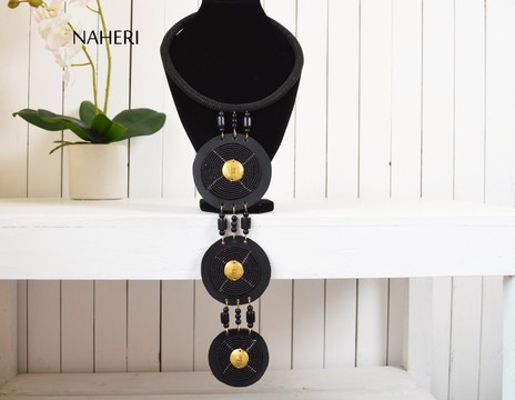 African beaded necklace black jewelry