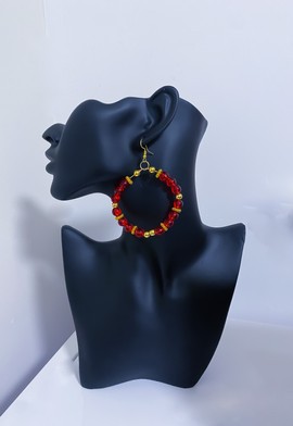 Boucles d'Oreilles Perles Rouges
