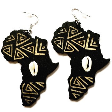 Beautiful pair of wooden Africa map earrings