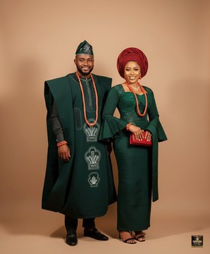 Couples Handwoven Aso-oke Aso Ebi set