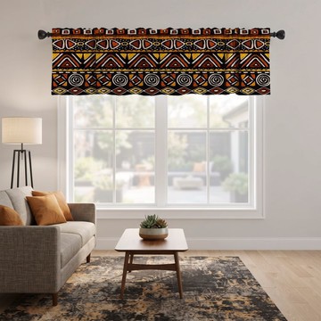 Artisan Bogolan Curtain Valance | African Window Décor | Bynelo