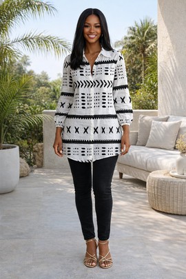 The Tribal Chromatic Muse Shirt Dress – A palette of power