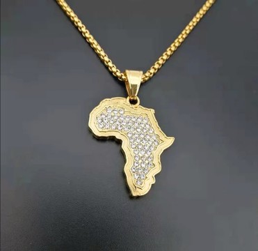 Collier carte africaine diamant plaqué or