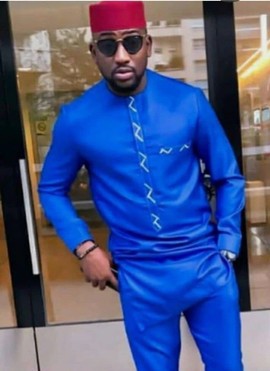 2 pièces, costume traditionnel africain pour hommes avec un pantalon assorti