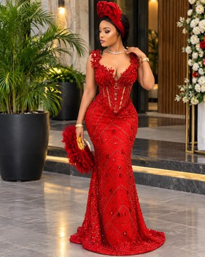 La reine du tapis rouge — Robe de bal sirène de luxe perlée, robe Davy Jones
