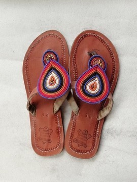 Masai Beaded sandals, African  sandals, Women Sandals, Leather sandals, Boho sandals, Beach sandals