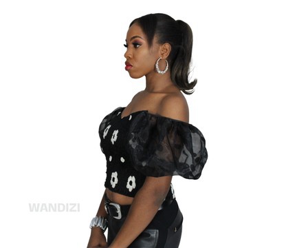 Smocked Crop Top with Organza Sleeves