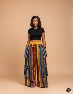 Rainbow Cargo Trousers with Multi-Pocket Detail