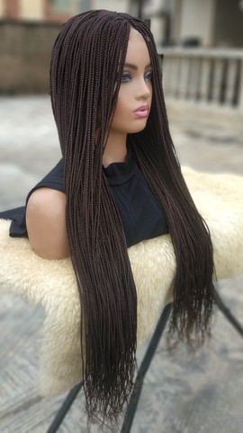 Tresses de boîte sans noeuds, perruque en dentelle 30 pouces
