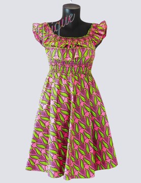 flared dress with wax print