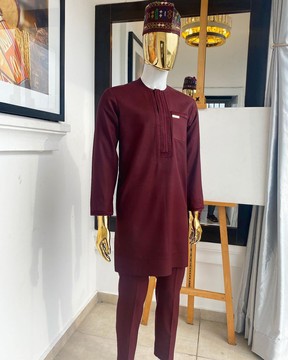 A “Suktan” Rose wood burgundy, African traditional senator native.