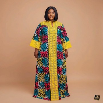 Omoniyi Batik &amp; Lace Maxi Gown