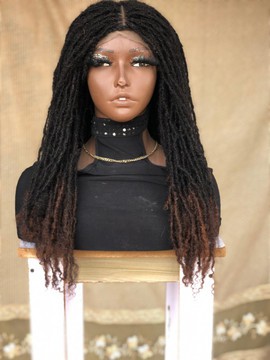 Human Hair Full lace Layered bob micro locs, Sisterlocs ,Skinny locs Wig For Black Women