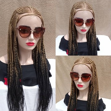 Ombre nourrir les tresses sur la perruque frontale, 30 pouces