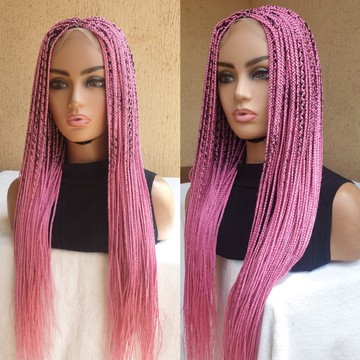 32 inches closure box braids wig