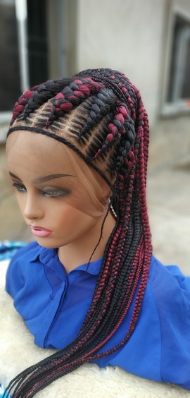 Braided wig,stitch braids,updo cornrows,feedin cornrow,free shipping