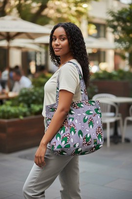 Tote bag artisanal en Wax – 100% Coton &amp; Fait main