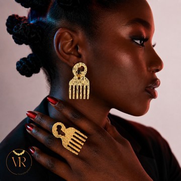 Gold Earring &amp; Ring Set