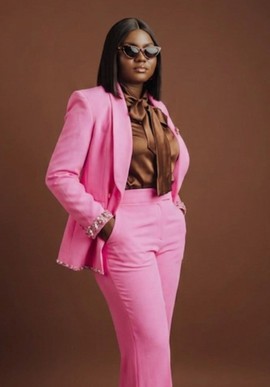 Hot Pink Blazer with Ruffle Trim Suit