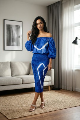 Blue skirt and top set