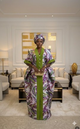 Elegant Green Multi-Tone Brocade Boubou Gown
