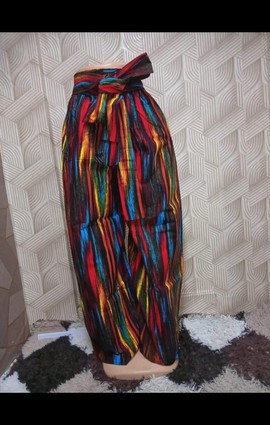High Waist Multicolour Ankara Palazzo Pants, Wide Leg African Print Trousers