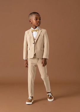 Kids' 3-Piece Beige/Khaki Suit Set