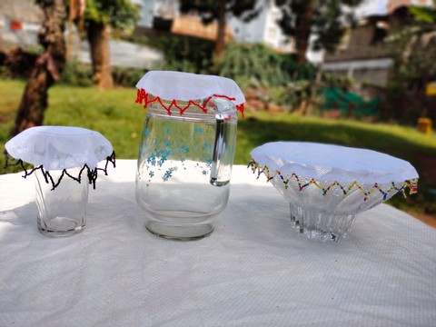 Set Beaded Food covers,glass or jug or fruits cover,pitcher cover,outdoor food covers