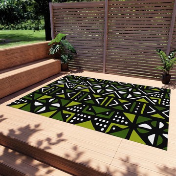 Colorful Green Outdoor Rugs African Bright Carpet (LARGER SIZES AVAILABLE)