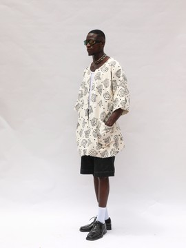 White Wifi Bogolan Cloak