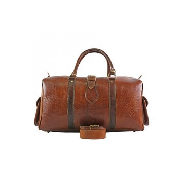 Handmade genuine leather travel bag with shoe compartment - Large weekend bag