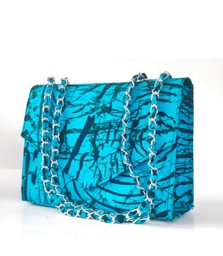 Sac imprimé africain (Torquoise/Noir)