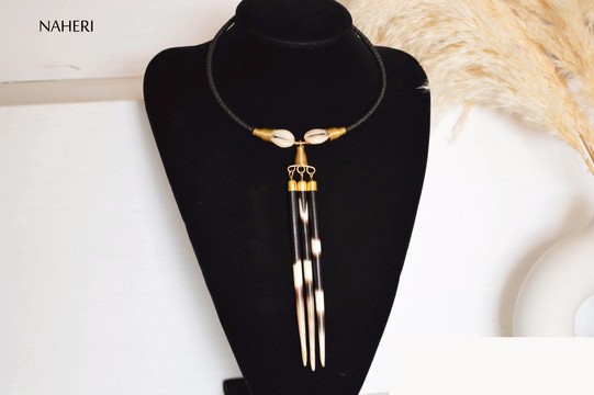 African tribal necklace quill handmade jewelry
